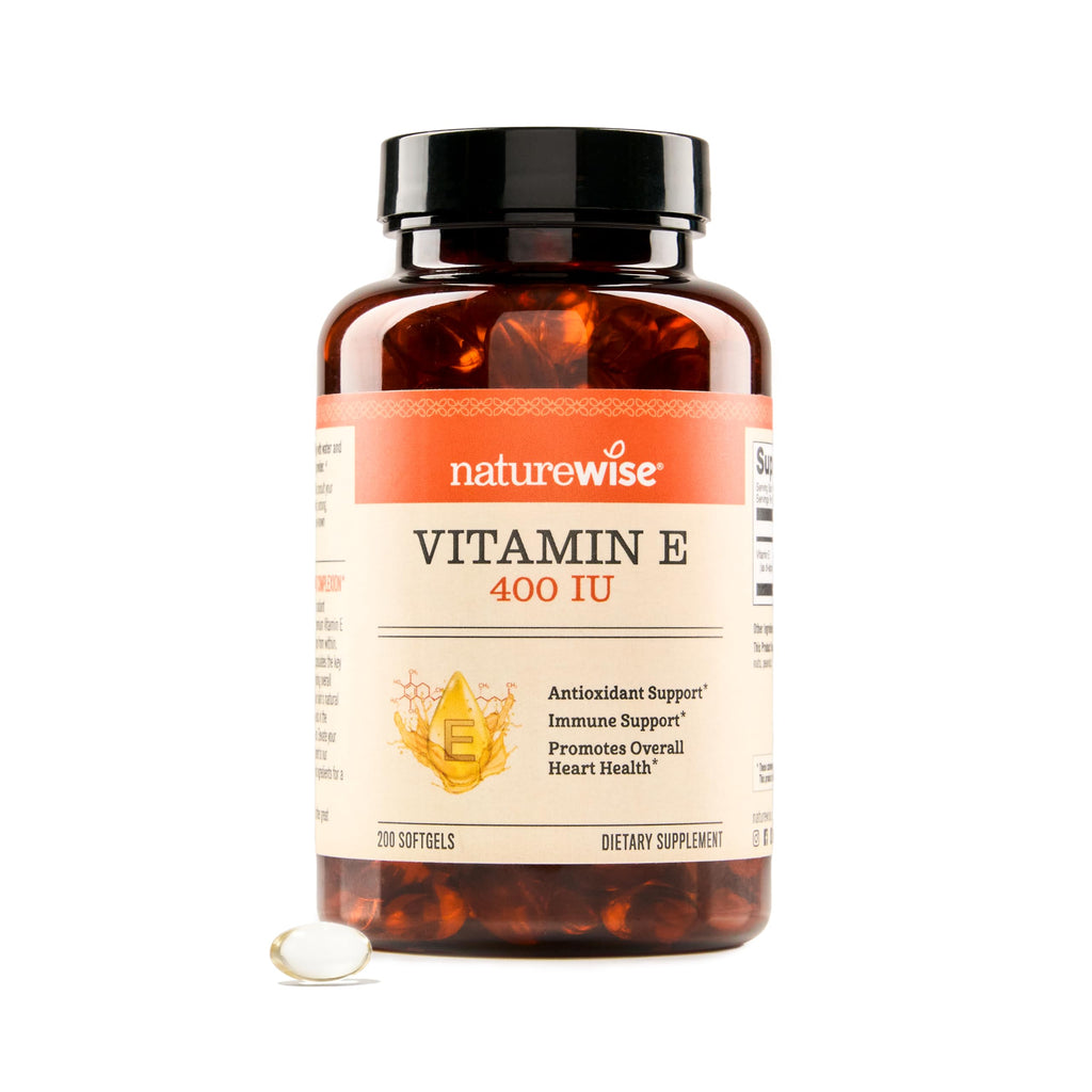 NatureWise Vitamin E 400 IU Softgels (180mg DL-Alpha) - Dairy, Gluten & Soy Free - Non-GMO Antioxidant-Rich Dietary Supplement for Skin, Heart, and Immune Health Support - 4-Month Supply, 120 Count