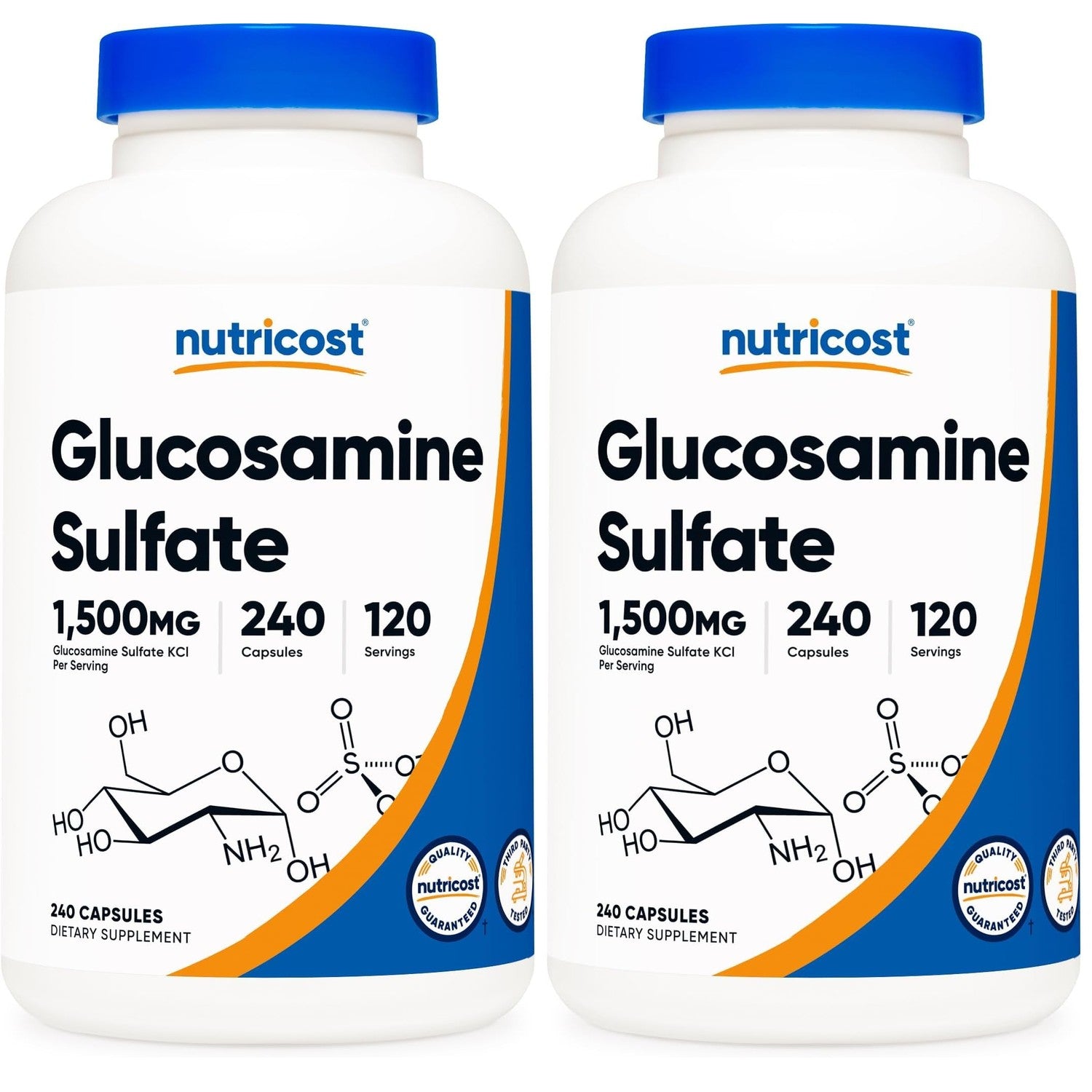 Nutricost Glucosamine Sulfate 1500mg, 240 Capsules, Gluten-Free, GMO-Free | 750mg Per Capsule
