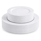 Disposable White Plastic Plates 60 Pack, Microwave, Dishwasher Safe