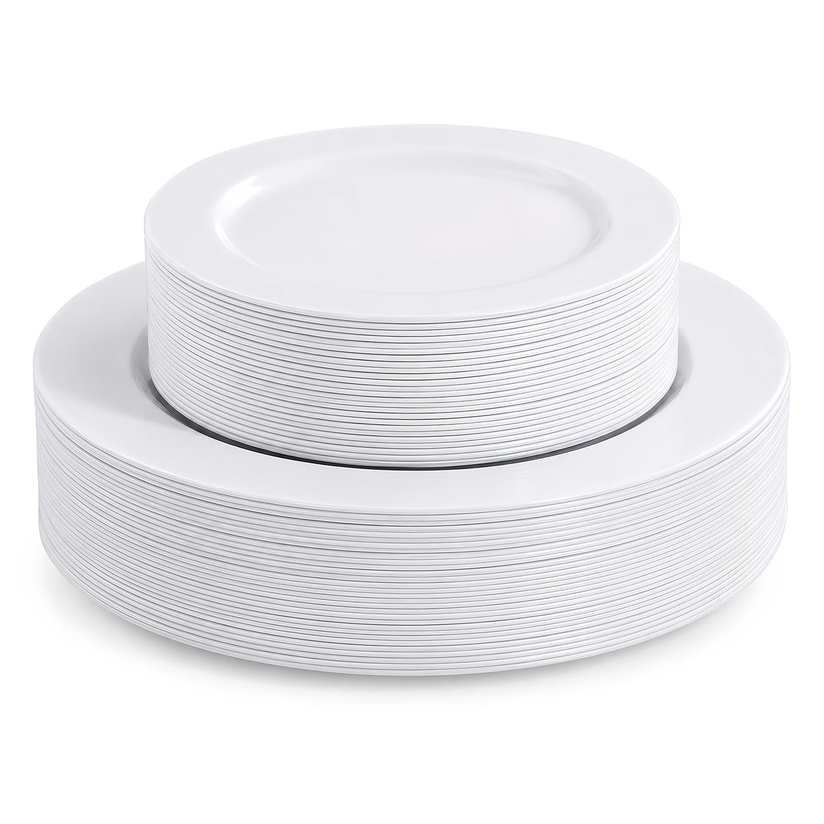 Disposable White Plastic Plates 60 Pack, Microwave, Dishwasher Safe