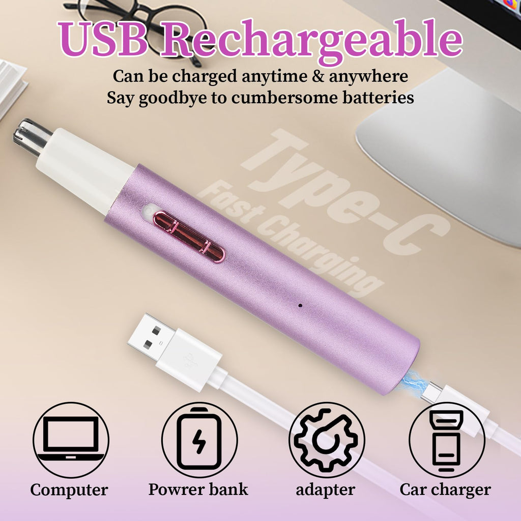2026 Rechargeable Nose & Ear Hair Trimmer, Dual-Edge Blade Electric Clipper for Women Men, Facial & Eyebrow Hair Removal Tool, Powerful Motor, Painless, Easy to Clean (Multicolor)