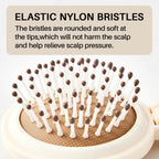 RHOS Folding Brush with Mirror features elastic nylon bristles, gentle on scalp. Available online for easy ordering.