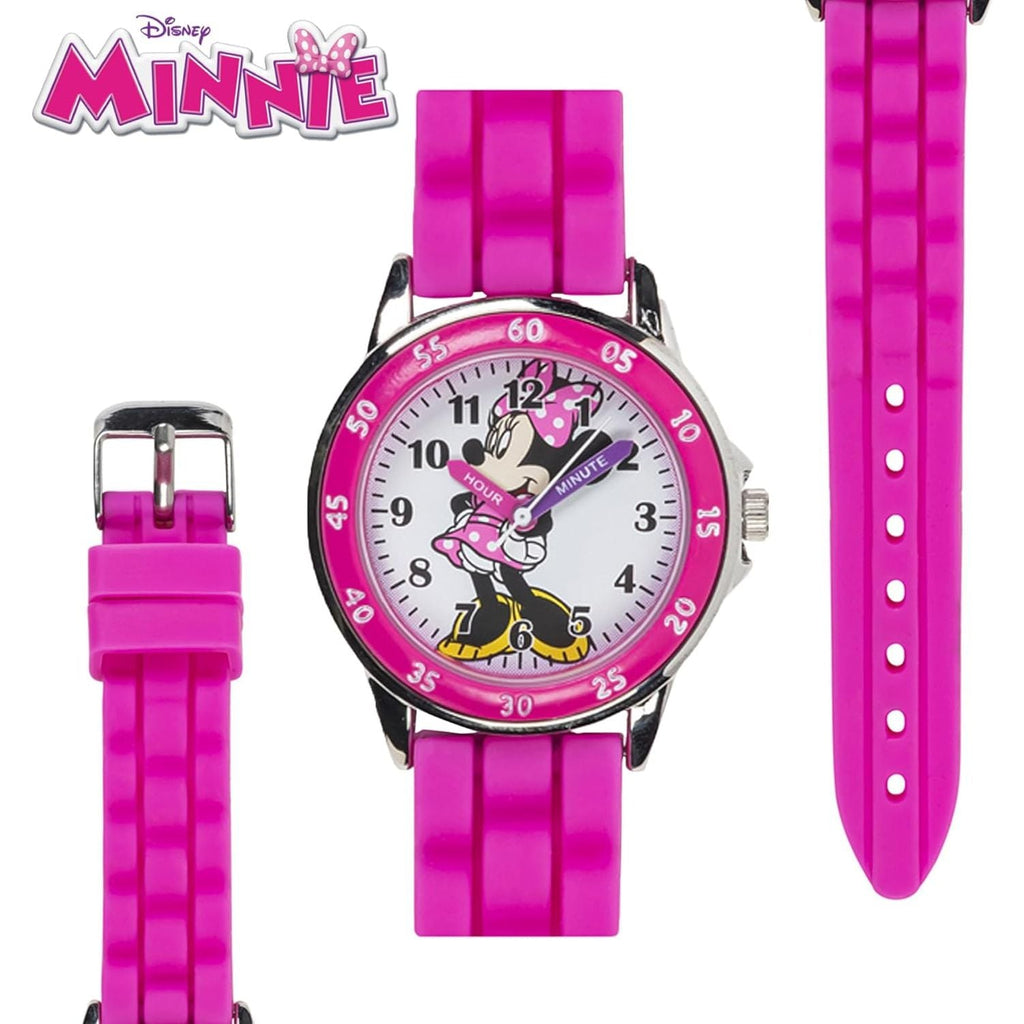 Buy now Minnie Mouse Time Teacher Watch for Girls - Analog Time Learning with Easy-to-Read Numbers and Comfortable Silicone Band at indiglob india
