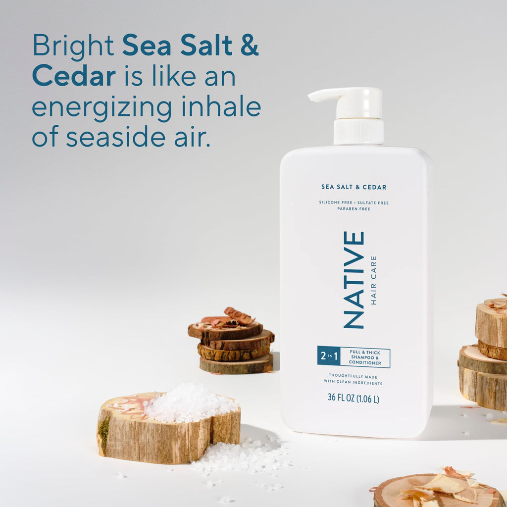 Native Full & Thick 2-in-1 Shampoo & Conditioner Sea Salt & Cedar 36 fl Oz.