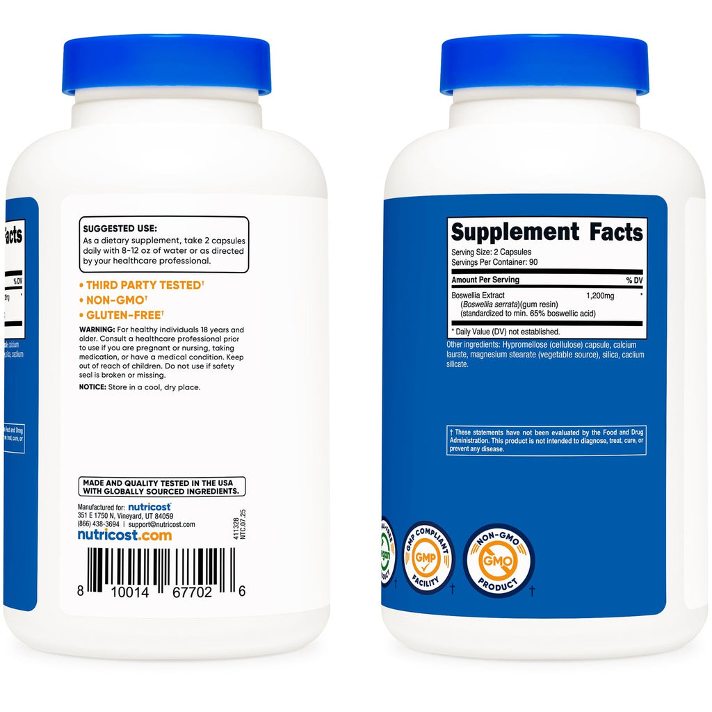 Nutricost Boswellia Extract 180 Capsules for 90 Servings Per Bottle, Vegan