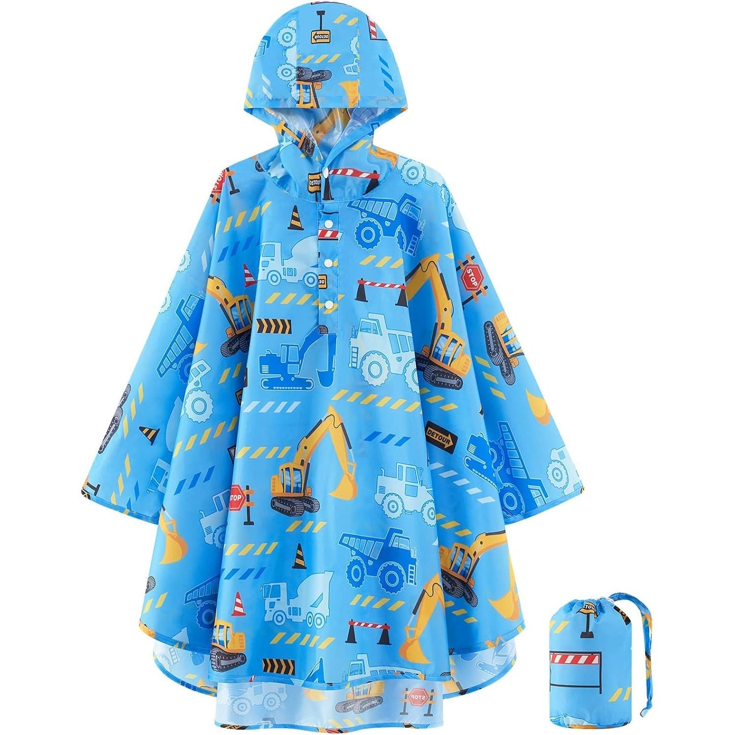 Buy now WAWSAM Lightweight Kids Rain Poncho Reusable Toddler Raincoat Waterproof Rain Jacket 3-5T Truck Blue at indiglob india