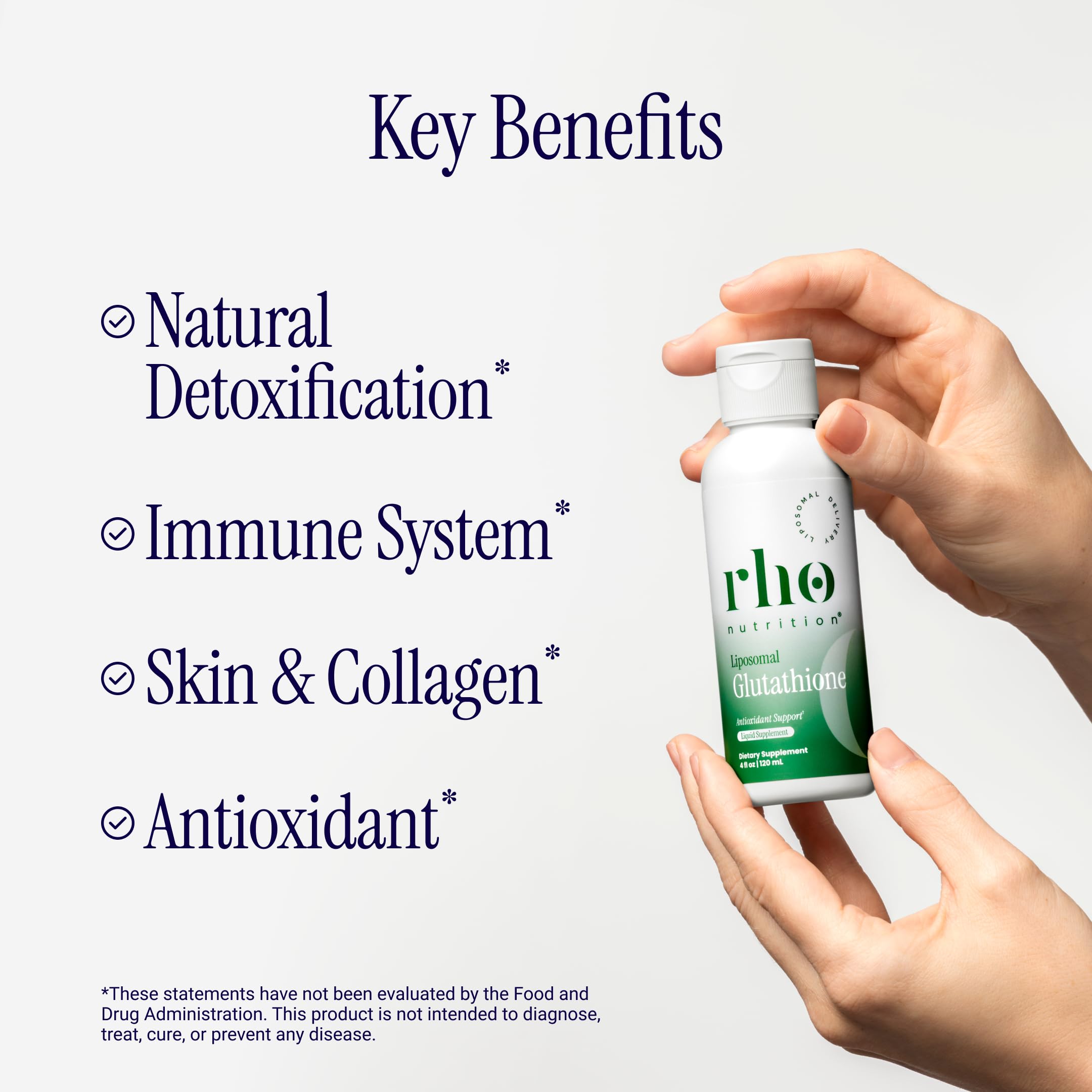 Rho Nutrition Liposomal Glutathione Liquid Supplement | High Absorption Formula, Glutathione, Detoxification, Immune & Skin Health, Mental Clarity, 30 Servings