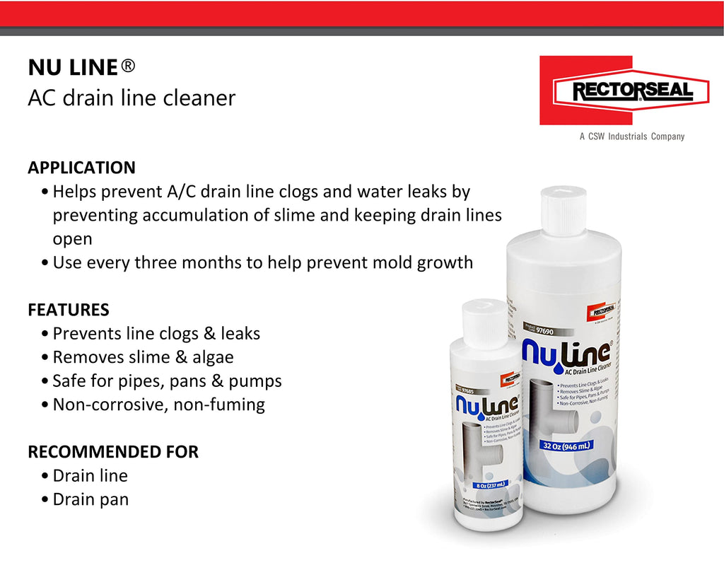 Liphontcta (4)-Pack NuLine HVAC Condensate Nu-Line Drain Cleaner, 8 Ounce