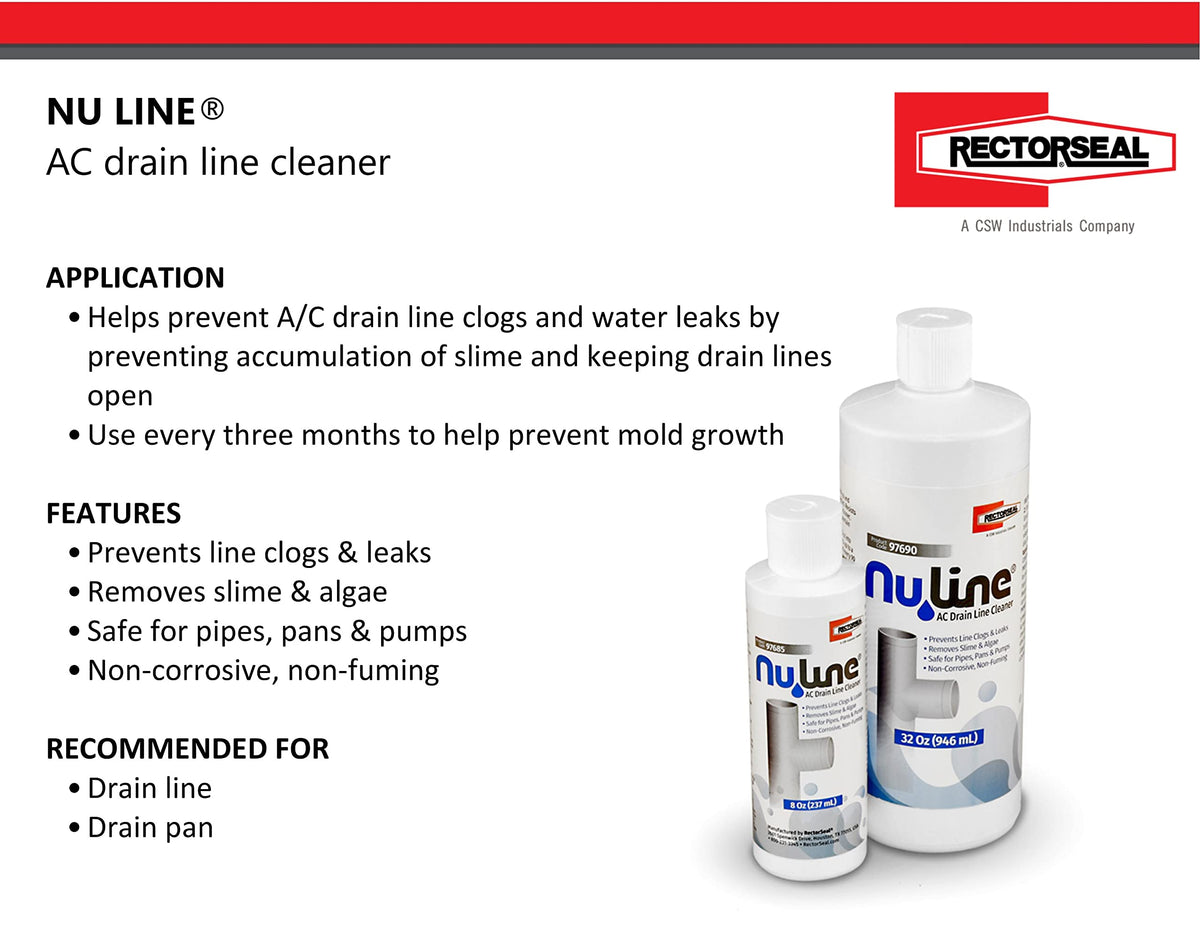 Liphontcta (4)-Pack NuLine HVAC Condensate Nu-Line Drain Cleaner, 8 Ounce