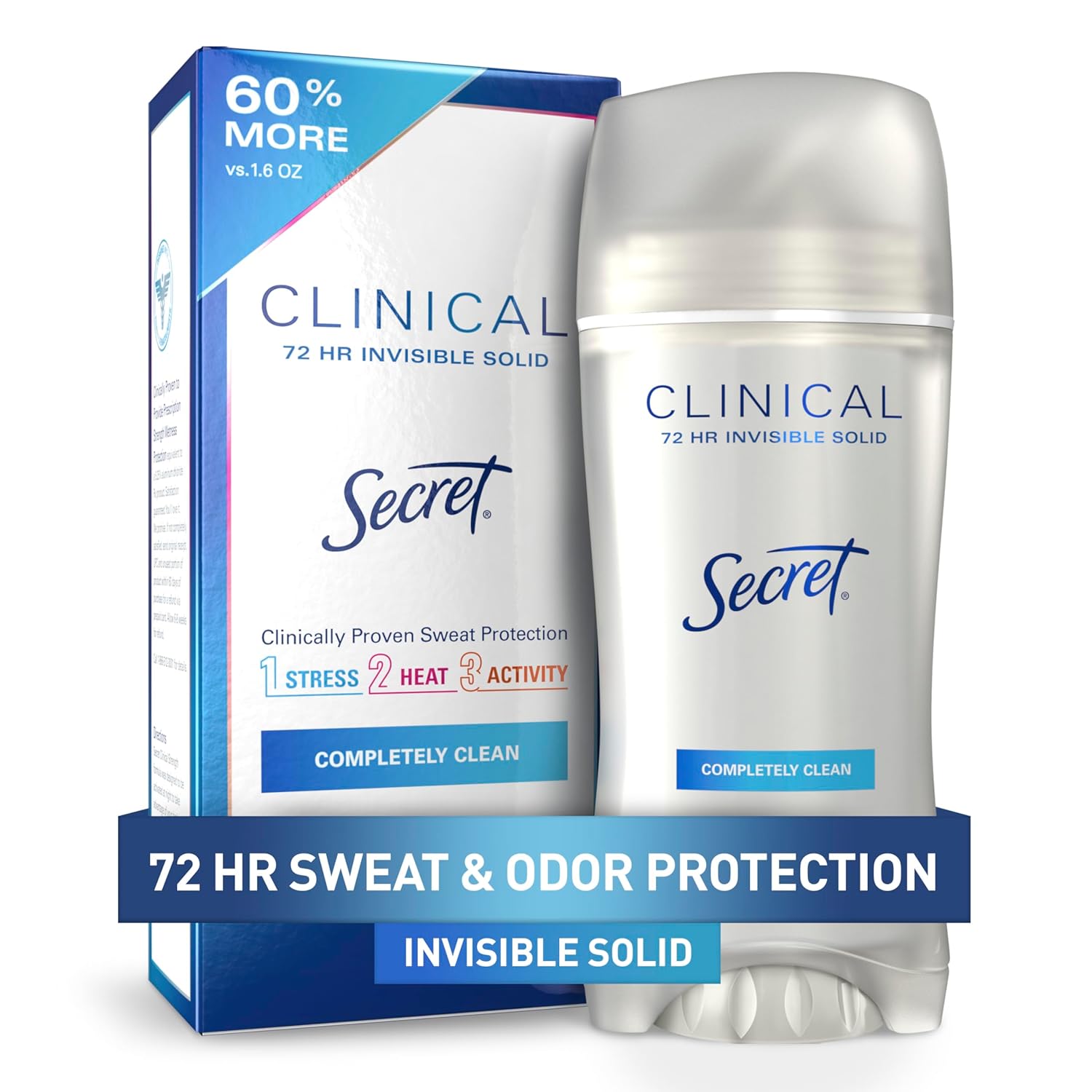 Buy now Secret Clinical Strength Antiperspirant Deodorant for Women, 3X Stress Protection, 72hr Sweat & Odor Protection, PH Balancing Minerals, Invisible Solid, Completely Clean Scent, 2.6 oz 2.6 Ounce (Pack of 1) Completely Clean at indiglob india
