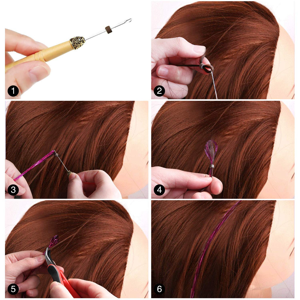 Buy now FEBSNOW 47 Inches Tinsel Hair Extension with Tool 12 Colors 2400 Strands Hair Extension Tinsel Kit Glitter Hair Extensions for Women Girls Hair Accessories for Christmas New Year Cosplay Party at indiglob india
