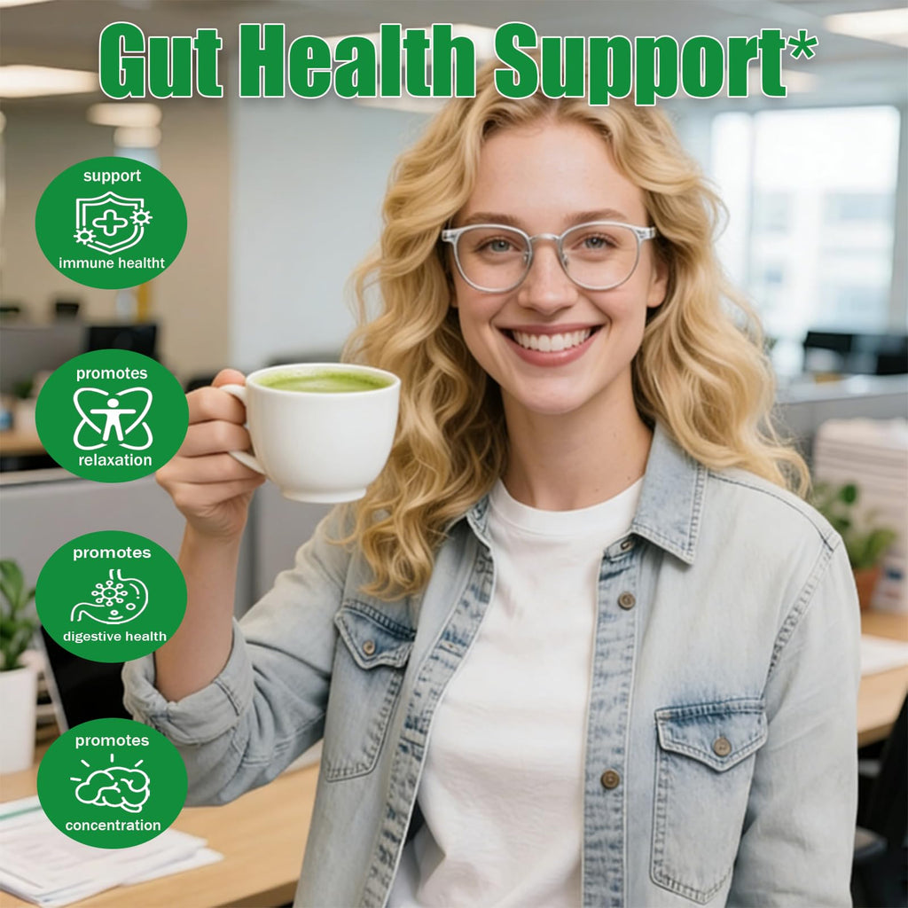 Mushroom Matcha with 12 Mushrooms with Lion's Mane, Chaga and Probiotics, Ceremonial Grade Matcha Powder for Focus, Digestion & Immunity - 30 Servings