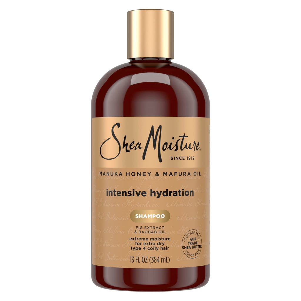 Shea Moisture Intensive Hydration Shampoo for Dry, Damaged Hair Manuka Honey and Mafura Oil Sulfate-Free 13 oz | For extra dry and damaged hair - intensely hydrate and moisturize with Manuka Honey, Mafura Oil, and Fig Extract.