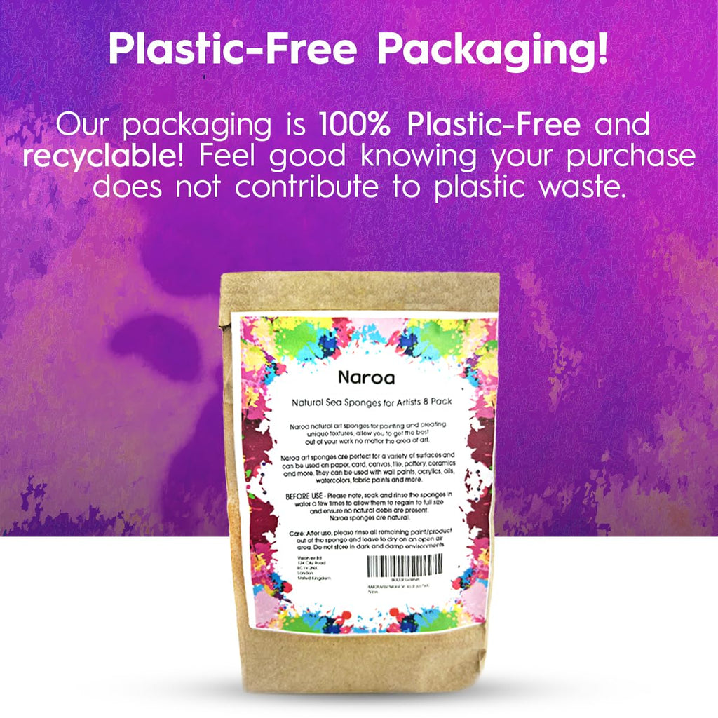 NAROA Artist Natural Sea Sponges for Painting 8 Pack | Unbleached Unique Art Tool Set | Suitable for Acrylic Watercolor, Marbling, Texturing, Pottery, Ceramics