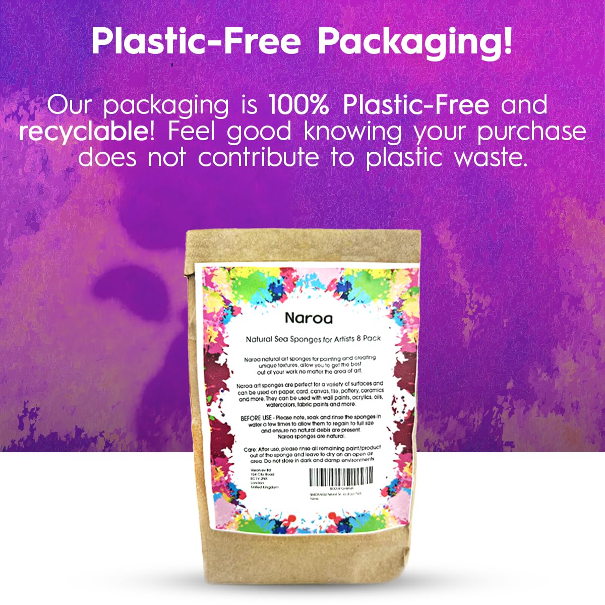 NAROA Artist Natural Sea Sponges for Painting 8 Pack | Unbleached Unique Art Tool Set | Suitable for Acrylic Watercolor, Marbling, Texturing, Pottery, Ceramics