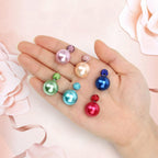 Buy now AHIER 9 Pairs Bling Rhinestone Polymer Clay Studs Pearl Button Earrings, Double Ball Earring, Jewelry Piercing Ear Ring at indiglob india