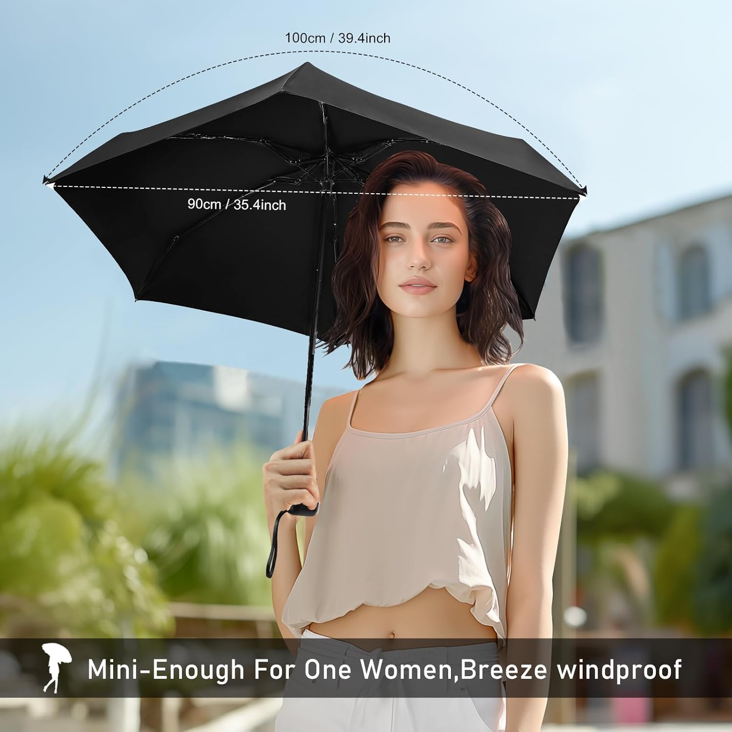 Buy now LEAGERA Mini Umbrella - Compact, Waterproof Travel Umbrella for Light Rain, Suitable for Women's Purse and Pocket at indiglob india