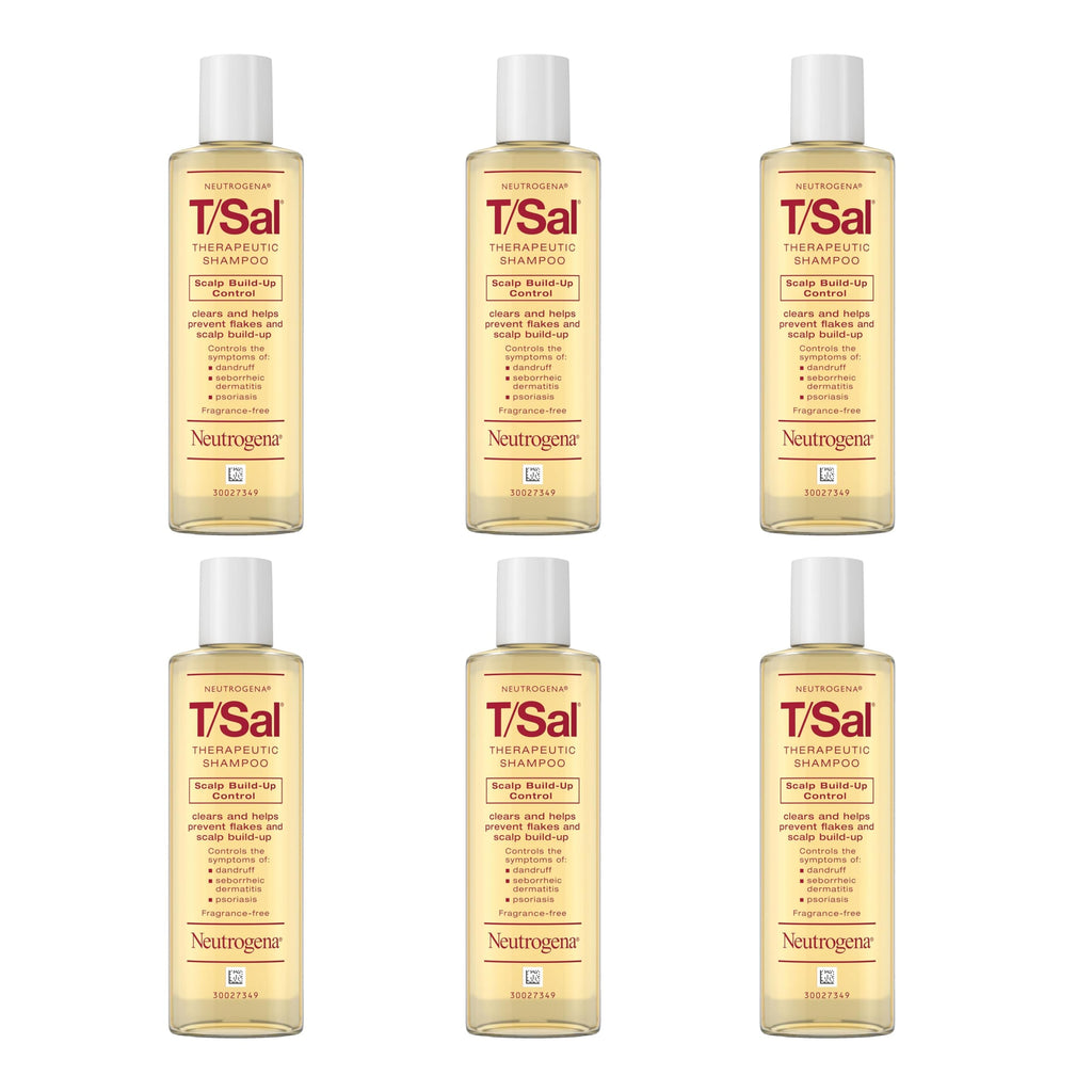 Neutrogena T/Sal Therapeutic Dandruff Shampoo, Scalp Build-Up Control, 3% Salicylic Acid,Psoriasis Treatment, Seborrheic Dermatitis Shampoo, Clears Flakes, Fragrance Free, 4.5 fl oz