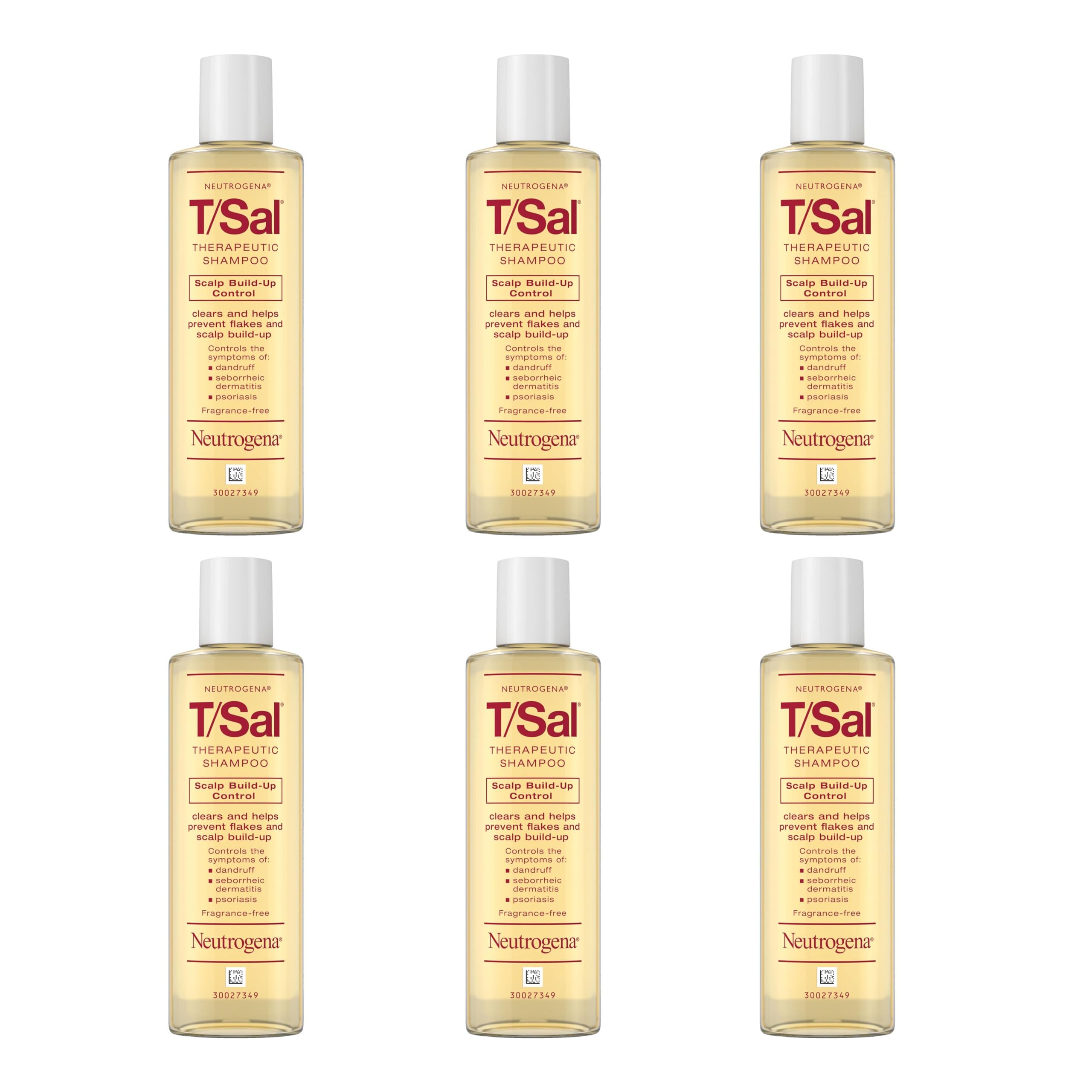 Neutrogena T/Sal Therapeutic Dandruff Shampoo, Scalp Build-Up Control, 3% Salicylic Acid,Psoriasis Treatment, Seborrheic Dermatitis Shampoo, Clears Flakes, Fragrance Free, 4.5 fl oz