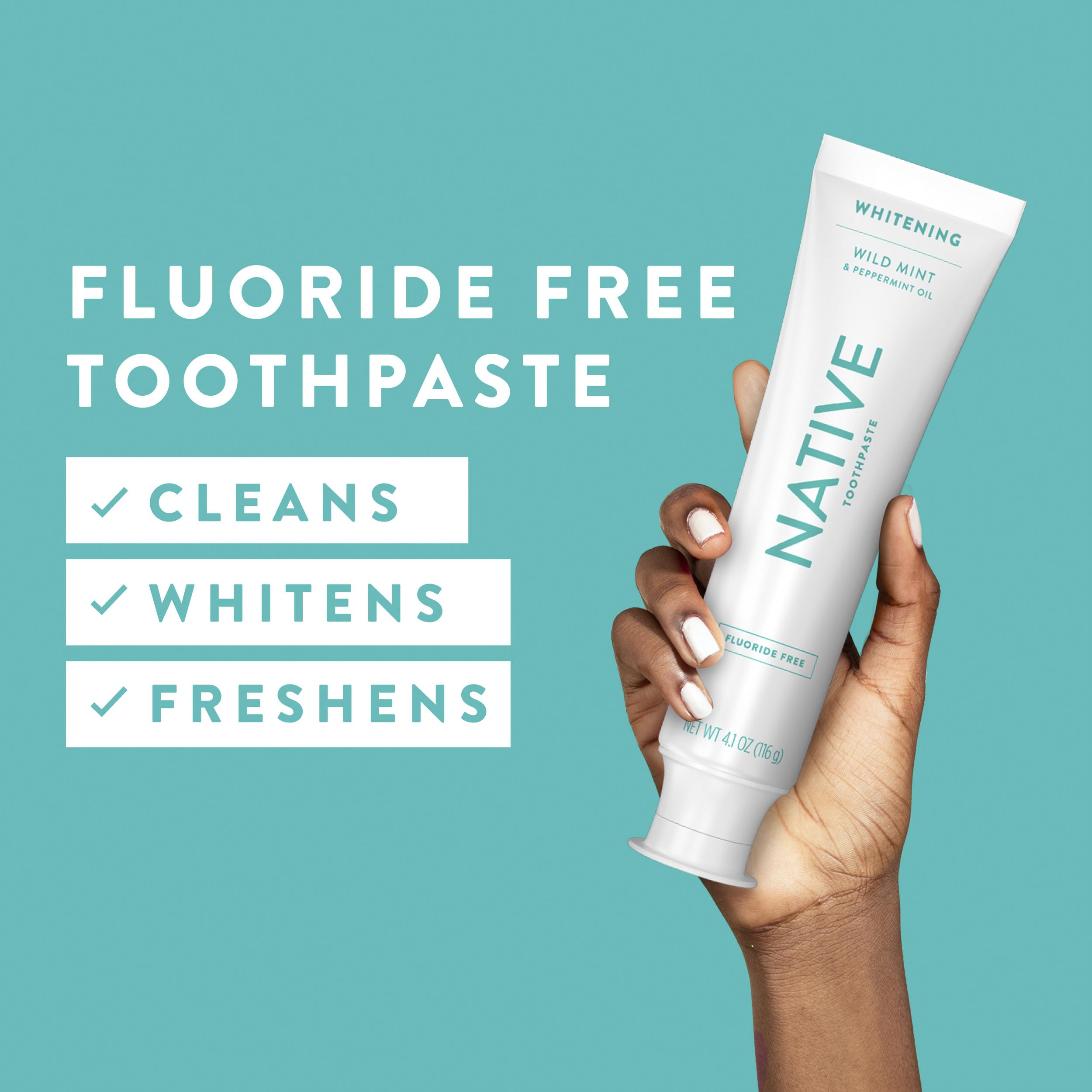 Buy now Native Fluoride Free Toothpaste, Whitening - for Adult, Kids 2+ Oral Care - Wild Mint & Peppermint Oil Flavor, 4.1oz (Pack of 3) at indiglob india