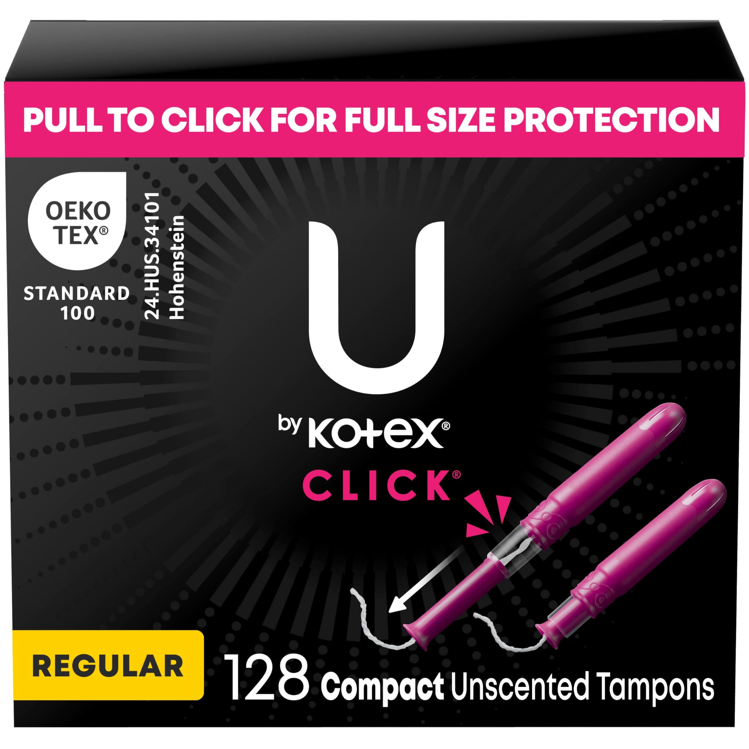 Buy now U by Kotex Tampons, Click Compact, Super Plus Absorbency, Unscented, 45 Count Regular 128 at indiglob india