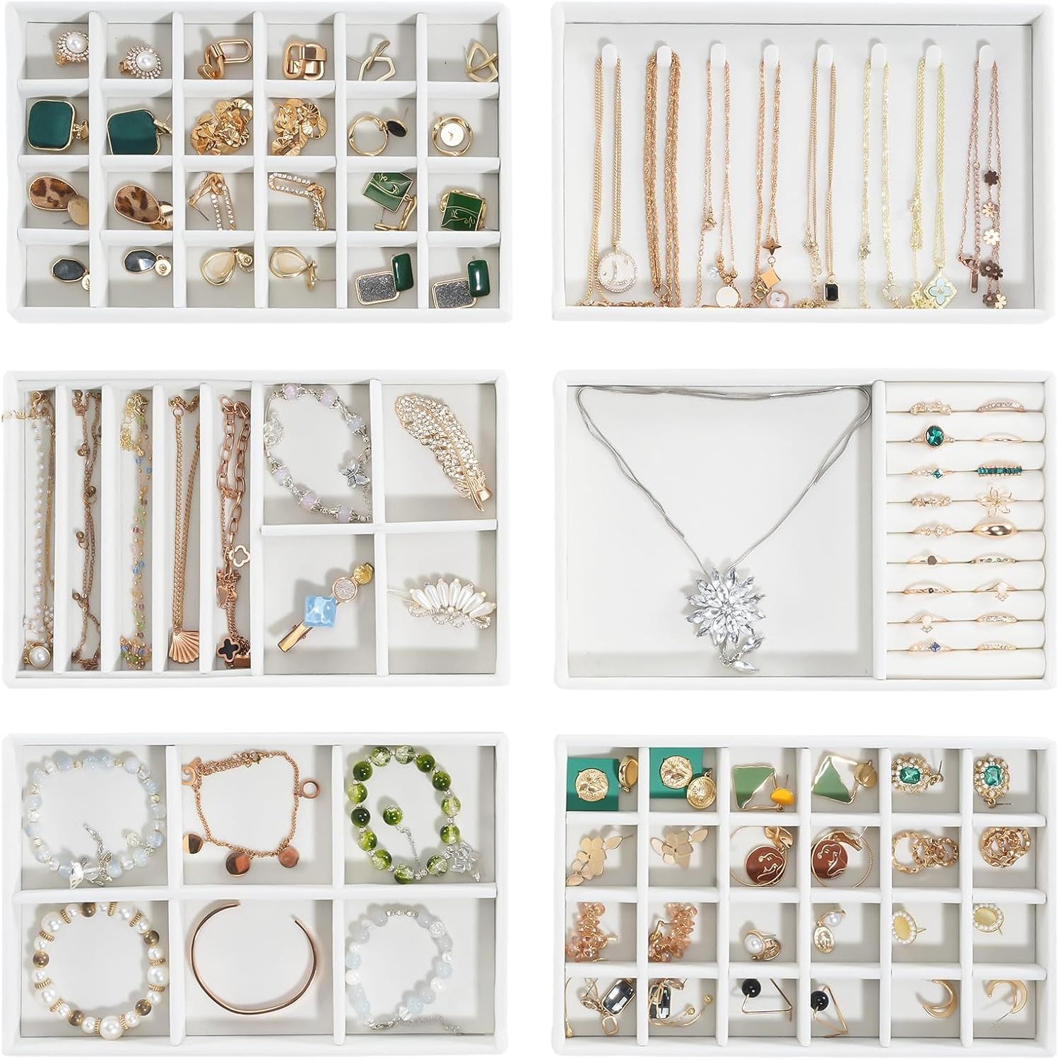 Buy now ProCase Stackable Jewelry Organizer Trays for Drawers, Jewelry Drawer Inserts Container Display Case Storage for Earring Necklace Rings Bracelet with Removable Dividers -Grey, 4 Layers 6 Layers Ivory at indiglob india