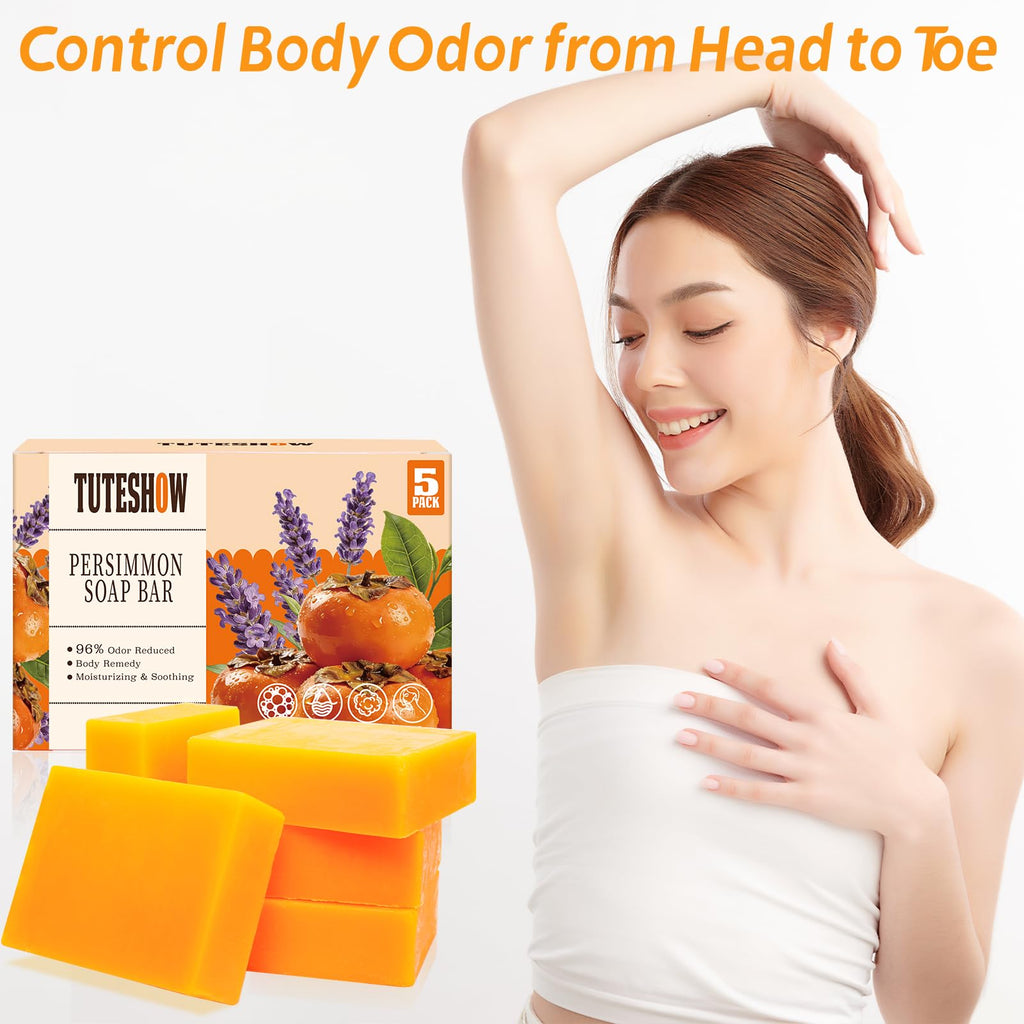 Persimmon Soap Bar for Old People Smell, with Green Tea Odor Eliminator
