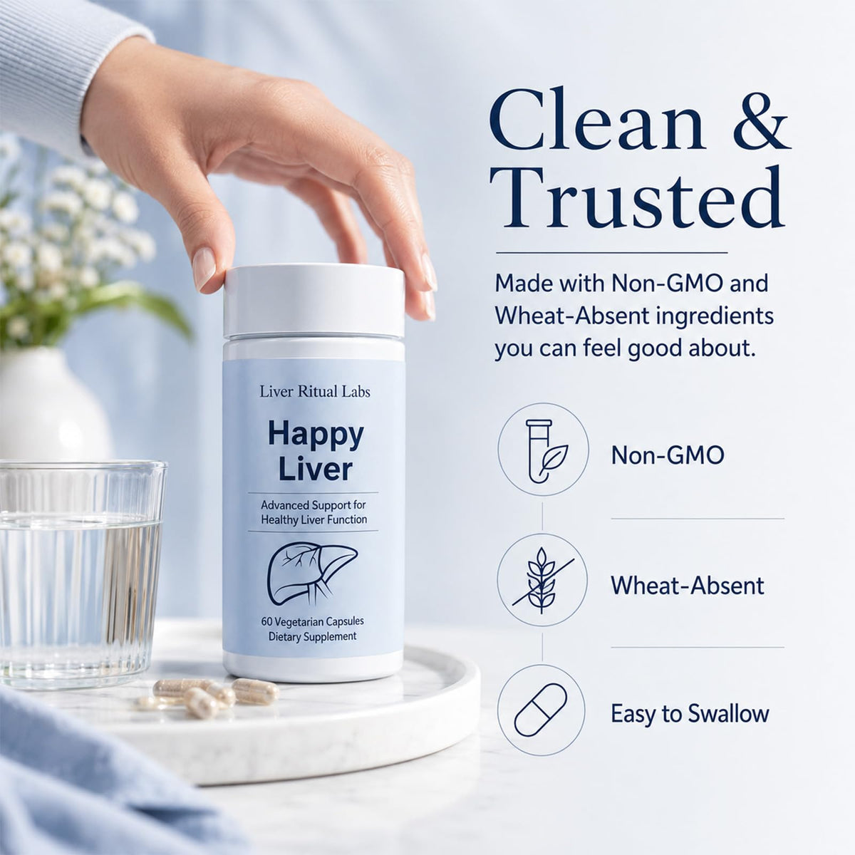 Ritual Labs Happy Liver Support, with Kudzu,Turmeric Herbal Support, Non-GMO, Gluten Free, 60 Capsules