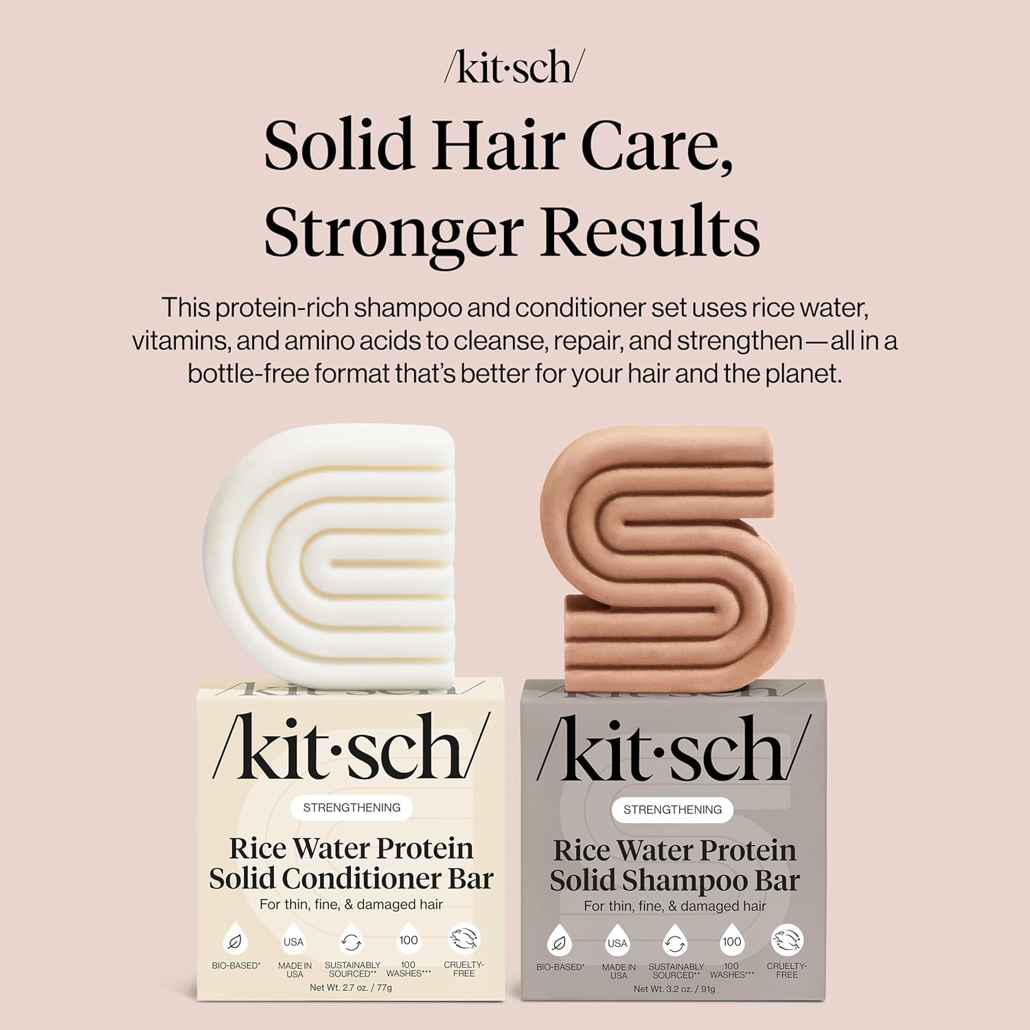 Buy now Kitsch Rice Water Shampoo & Conditioner Set â€“ Solid Shampoo & Conditioner Bar with Protein for Hair Growth, Strengthening Hair & Damage Repair â€“ Paraben, Sulfate & Silicone Free â€“ 2 Pack at indiglob india