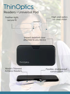Buy now ThinOptics unisex-adult Reading Glasses + Black Universal Pod Case | Black Frames, 2.00 Strength Readers Black Frames / Black Case, 44 mm at indiglob india