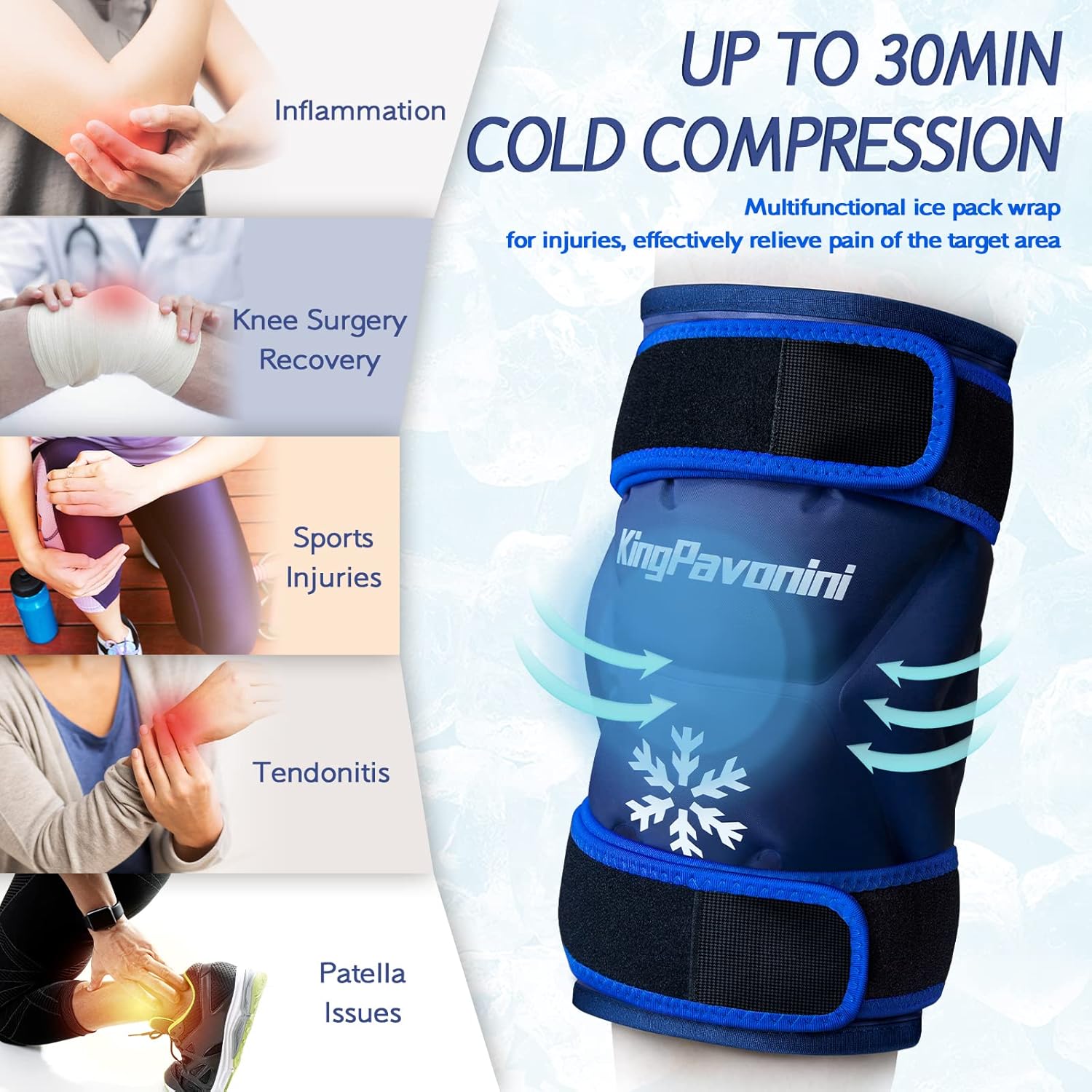 Buy now XXL Knee Ice Pack Wrap Around Entire Knee After Surgery, Reusable Gel Pack for Injuries, Large Ice Pack for Pain Relief, Swelling, Surgery, Sports Injuries, 1 Pack at indiglob india