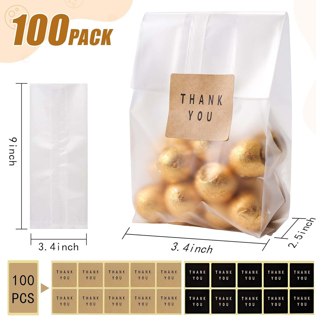 Buy now Cellophane Treat Bags Cookie bags for Packaging Clear Gift Bag with Stickers for Cookies,Candy,Chocolates(Fog,9x3.3inch) at indiglob india