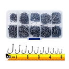 300PCS Small High-Carbon Steel Barbed Fishing Hooks,Hole,10 Sizes