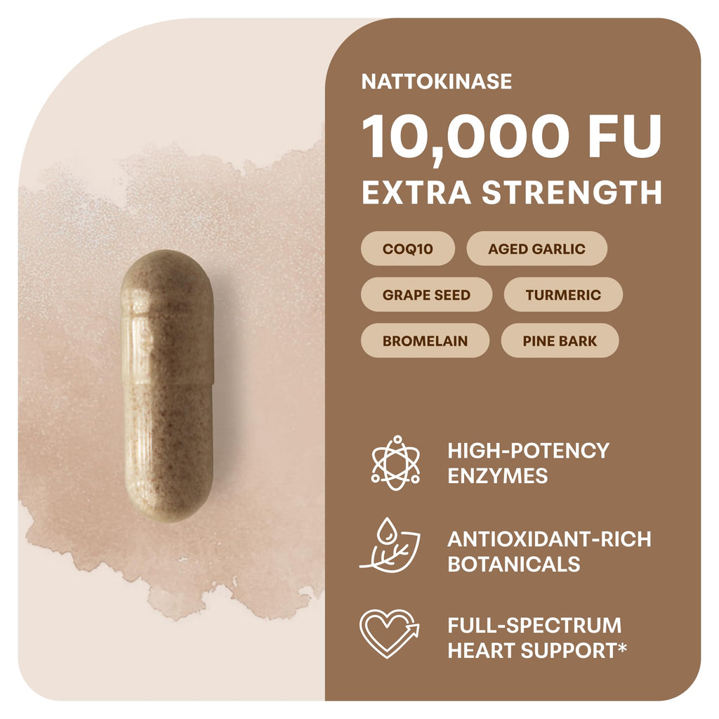 Micro Ingredients Nattokinase 10,000 FU Per Serving, 240 Veggie Capsules | Natural Natto Extract with CoQ10, Turmeric, Aged Garlic & Pine Bark Extract. Non-GMO, Gluten Free.