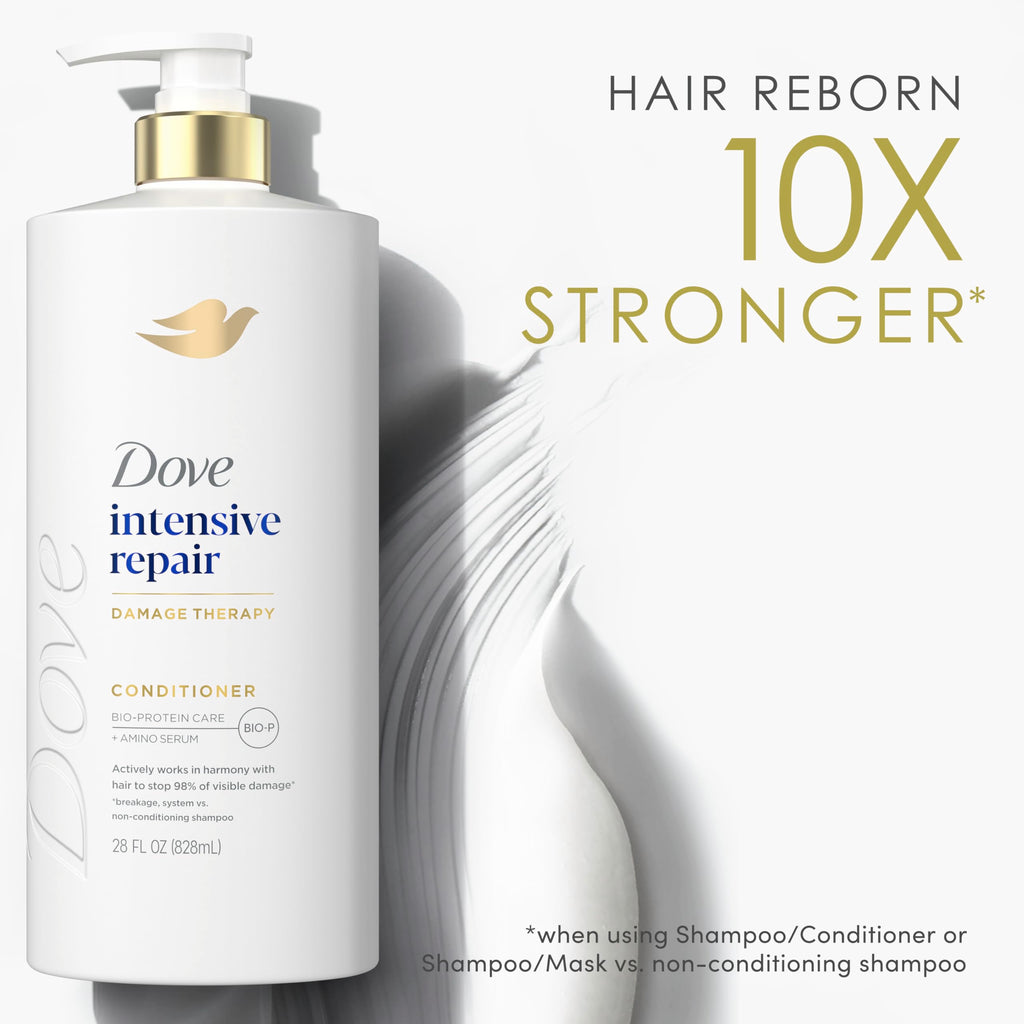 Dove Intensive Repair Conditioner for Damaged Hair & Breakage 28oz | Helps restore hair, stop 98% visible damage & regenerate hair strength for stronger hair with Amino Serum & Bio-Protein Care