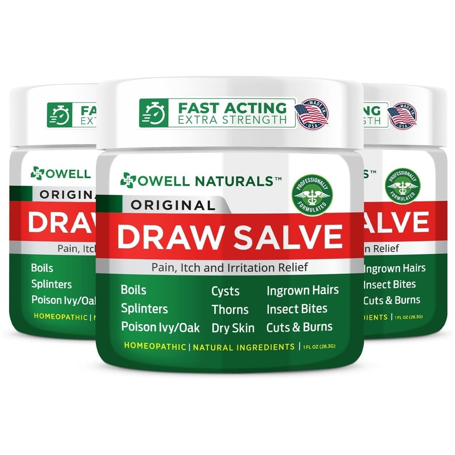 Buy now OWELL Naturals Drawing Salve Ointment for Boil & Cyst Removal, Ingrown Hair, Splinter Remover, Bug Spider Bites, Bee Sting, Mosquito Itching, Poison Ivy, Flare, Hangnail 1 Fl Oz (Pack of 3) at indiglob india