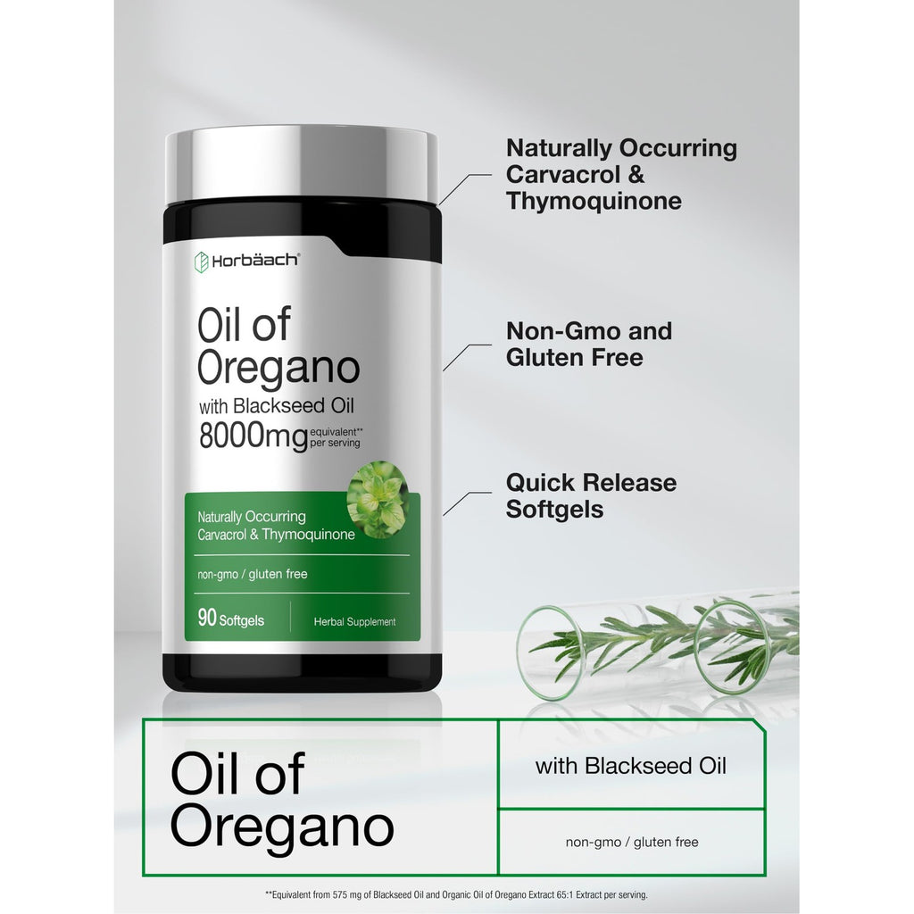 Horbäach Oil of Oregano with Blackseed Oil Softgels | 90 Pills
