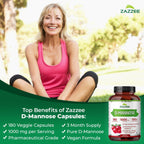 Buy now Zazzee D-Mannose, 1000 mg per Serving, 180 Vegan Capsules, 3 Month Supply, Potent & Fast-Acting, Certified Kosher, 100% Pure, All-Natural Urinary Tract Health Support, 100% Vegetarian, Non-GMO at indiglob india