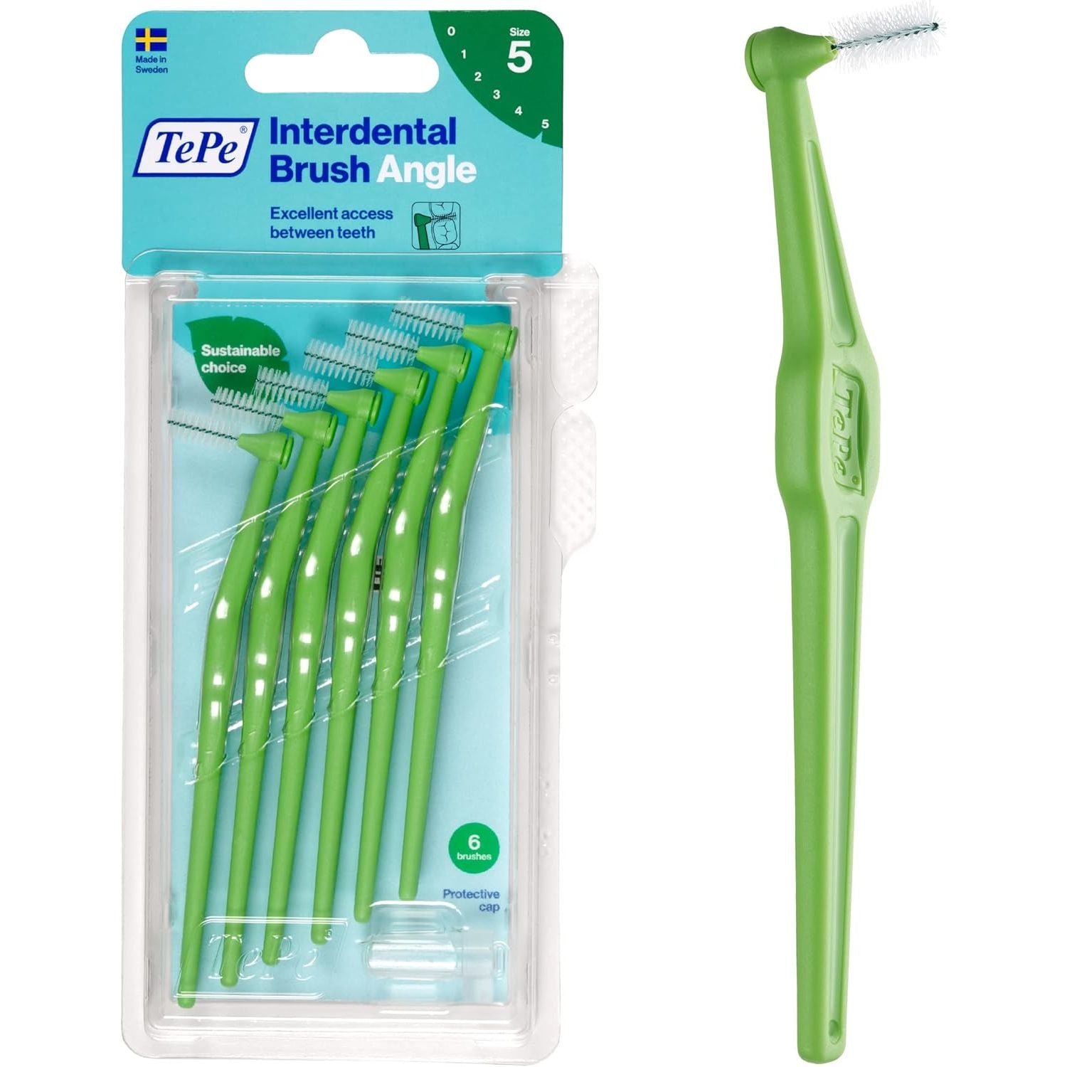 Buy now TEPE Interdental Brush Angle, Angled Dental Brush for Teeth Cleaning, Pack of 6, 0.8 mm, Large Gaps, Green, Size 5 Green - 0.8 Mm 0.8 mm at indiglob india