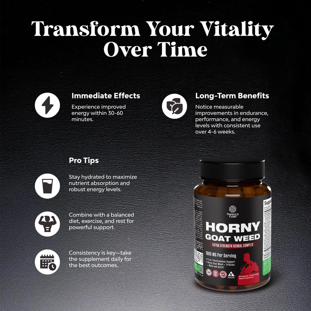 Horny Goat Weed for Men (9 in 1 Formula) - Male Enhancing Supplement - 60ct | Male enhancing formula with hornygoatweed for men extract to support stamina, vitality & drive