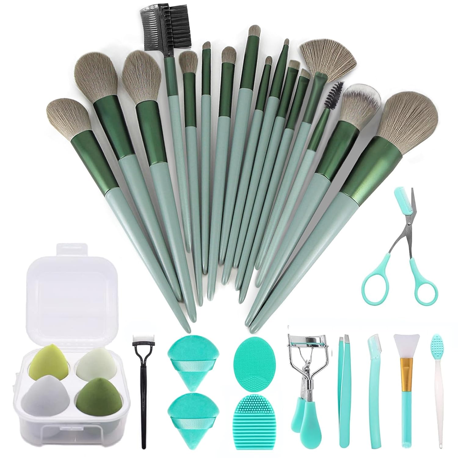 Buy now Makeup Brushes 22 Pcs Makeup Kit,Foundation Brush Eyeshadow Brush Make up Brushes Set (Green, 22 Piece Set) 30 Piece Set Green at indiglob india