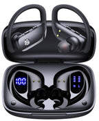 Buy now bmani Ear Buds Wireless Earbuds Bluetooth Headphones with 80H Playtime LED Display Case, Over-Ear Hook with Mic, Stereo Sound, Easy Button Controls, Sports Earphones for Running Workout Gym Black at indiglob india