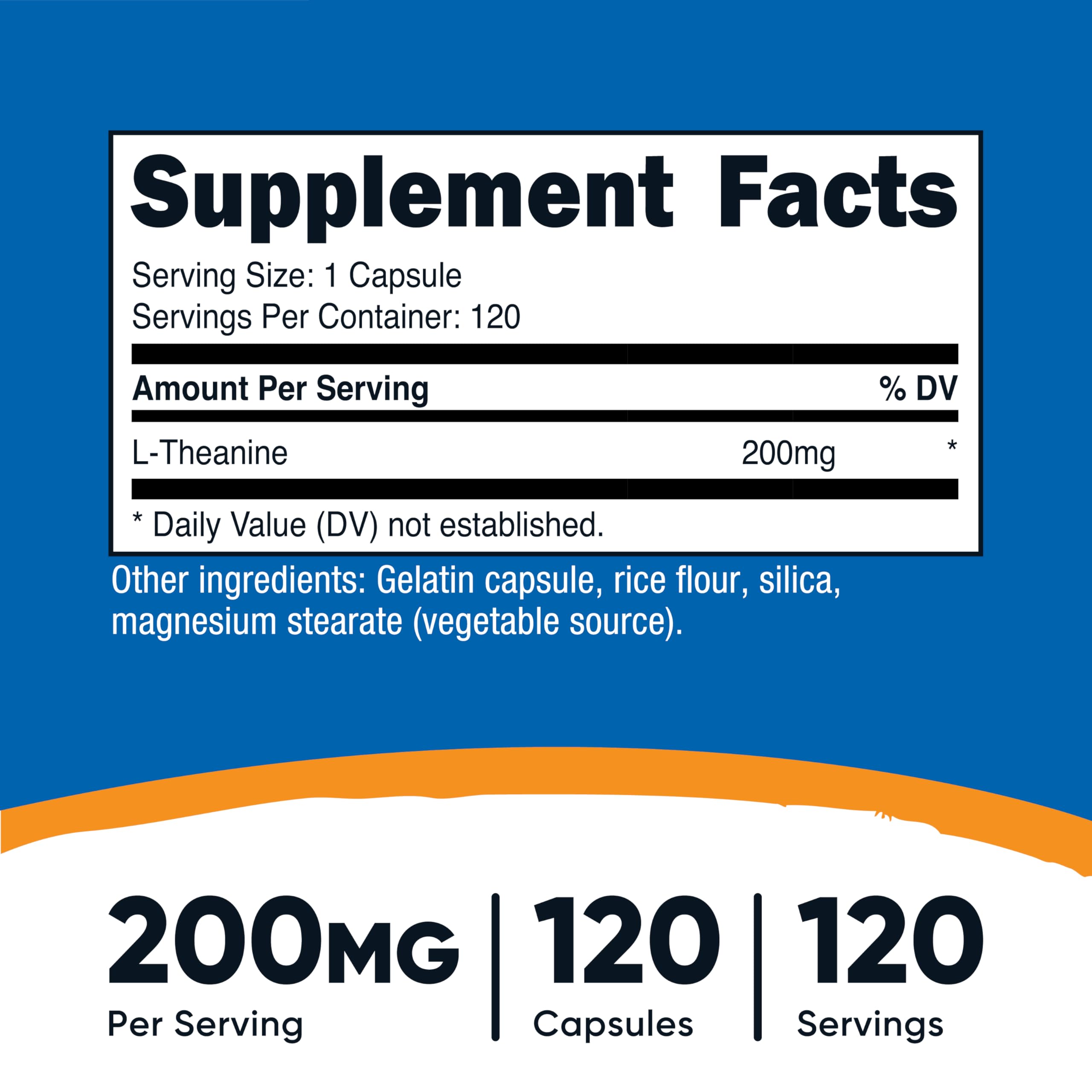 Nutricost L-Theanine 200mg, 120 Capsules, Double Strength, Gluten Free | GMO-Free