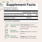 Magnesium Taurate 2,000mg, 240 Capsules | Highly Bioavailable Chelated Magnesium Supplement | Mineral Supplements for Men & Women | Non-GMO, Gluten Free