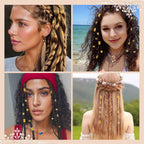50Pcs Adjustable Metal Hair Cuffs and Rings for Braids, Bohemian Princess-inspired Gold Hair Jewelry Set for Women, Festival Party Dreadlock Decorations