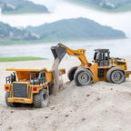 Buy now Remote Control Construction Dump Truck Toy 2.4G RC Truck 6 Channel Bulldozer 4 Wheel Driver Mine Construction Alloy Metal Vehicle Truck 1:18 with 2 Rechargeable Batteries for Boys Birthday Xmas Gift at indiglob india