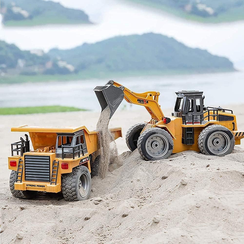 Buy now Remote Control Construction Dump Truck Toy 2.4G RC Truck 6 Channel Bulldozer 4 Wheel Driver Mine Construction Alloy Metal Vehicle Truck 1:18 with 2 Rechargeable Batteries for Boys Birthday Xmas Gift at indiglob india