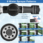 Garden Hose Nozzle, High Pressure Hose Spray Nozzle 8 Way Spray Pattern One-Touch Sprayer for Watering Plants, Lawn, Patio, Car Wash, Cleaning，Showering Pet