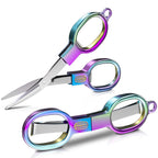 Stainless Steel Mini Folding Scissors - 2 Piece Portable Travel Scissors for Home, Office, Outdoor, Craft Use