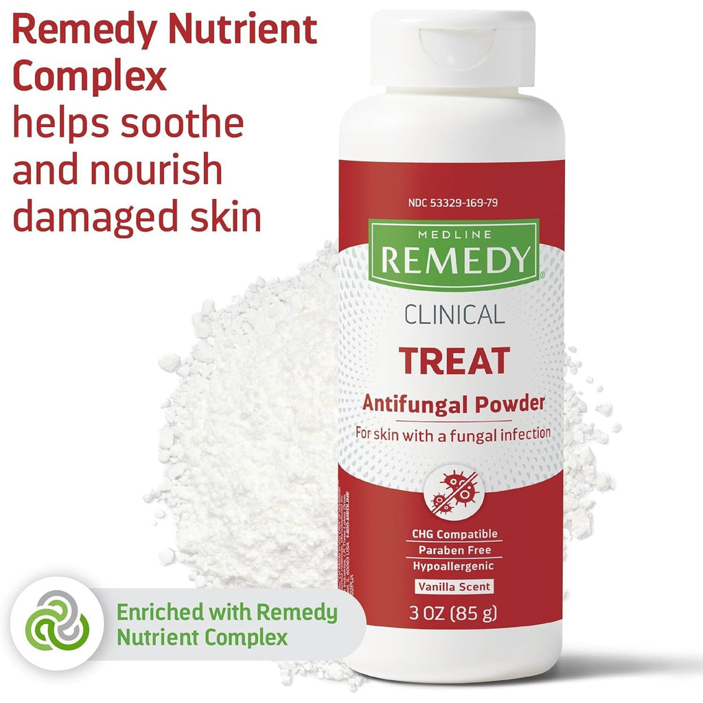 Medline Remedy Phytoplex Antifungal Powder, Skin Treatmeant with Miconazole Nitrate, Lightly Scented, 3-oz Bottle
